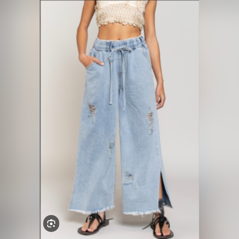 POL Drawstring Relaxed Pants Vintage Blue Jean | Size M NWOT